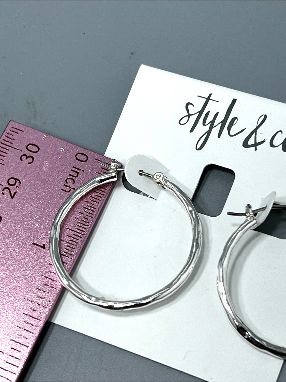 Style & Co. Silver Textured Hoop Earrings